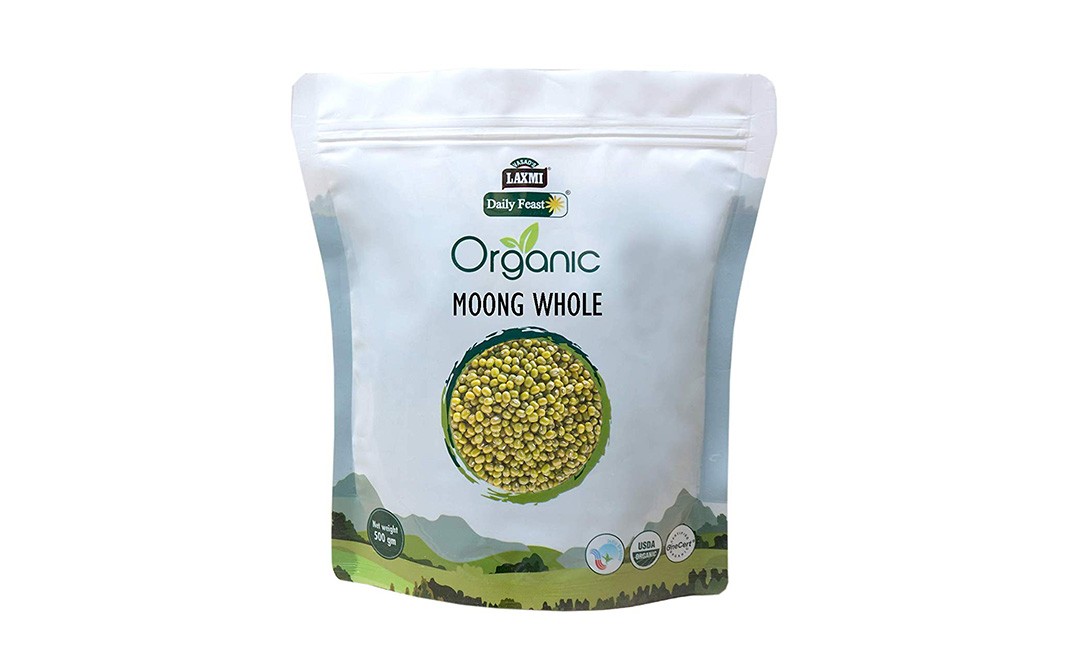 Laxmi Daily Feast Organic Moong Whole    Pack  500 grams